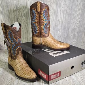 Dingo Trail Boss Tan Leather Western Cowboy Boots Mens Size 8.5 EW NEW